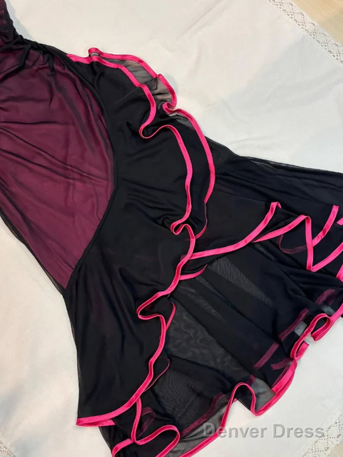 Black And Red Scoop High Low Mermaid Party Dress, Black And Red Evening Dress Secondary image