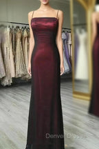 Black and Red Square Neckline Party Dresses, Black and Red Long Prom Dresses