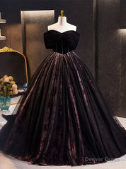 Black Ball Gown Off the Shoulder Prom Dress