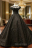 Black Ball Gown Sequins Beading Bateau Prom Dresses With Feather
