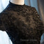 Black Cap Sleeves Long Tulle Prom Dress, Black Prom Dresses