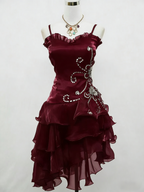 Black Chiffon Beaded Mini Satin Short Prom Dress Homecoming Dresses