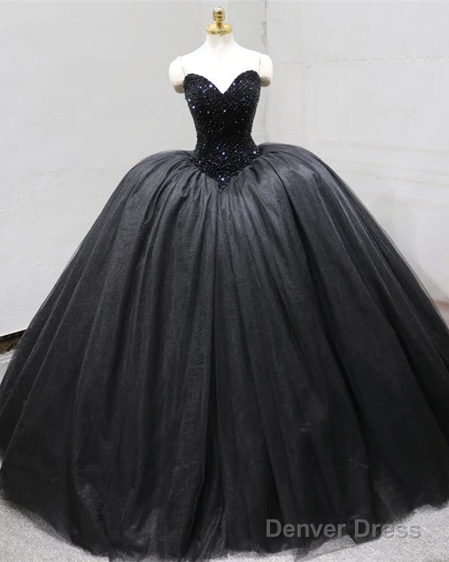 Black Corset Ball Gowns Wedding Dresses Sweetheart