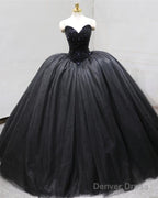 Black Corset Ball Gown Wedding Dresses Sweetheart