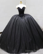 Black Corset Ball Gowns Wedding Dresses Sweetheart