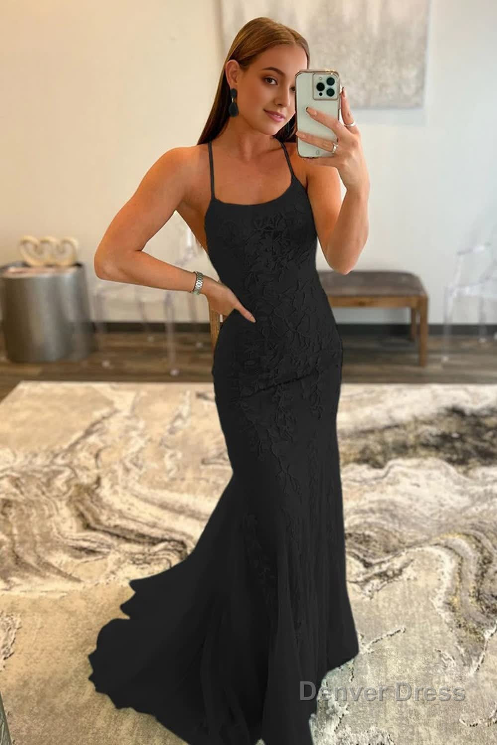 Black Halter Backless Prom Dresses