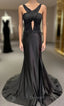 Black Halter Long Prom Dresses with Corset Top and Slit Skirt