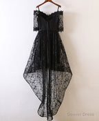 Black High Low Lace Prom Dress, Black Homecoming Dresses