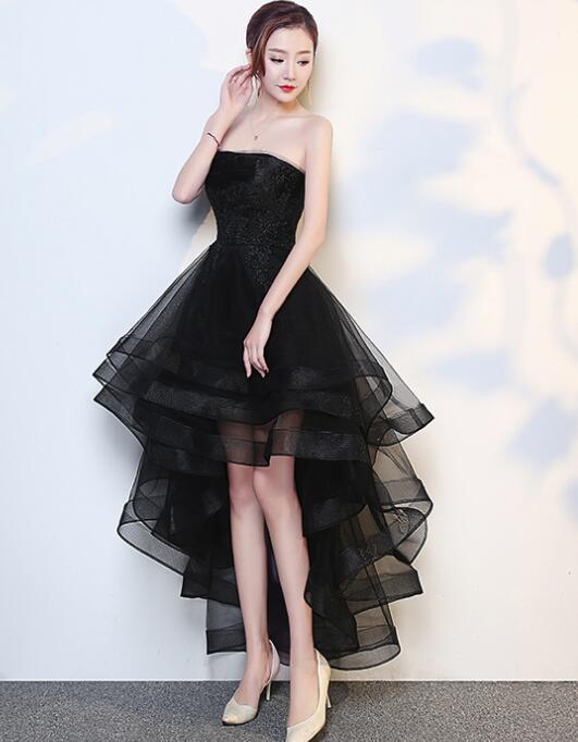 Black High Low Tulle And Applique Fashion Homecoming Dress, Black Prom Dress, Tulle Prom Dresses Secondary image
