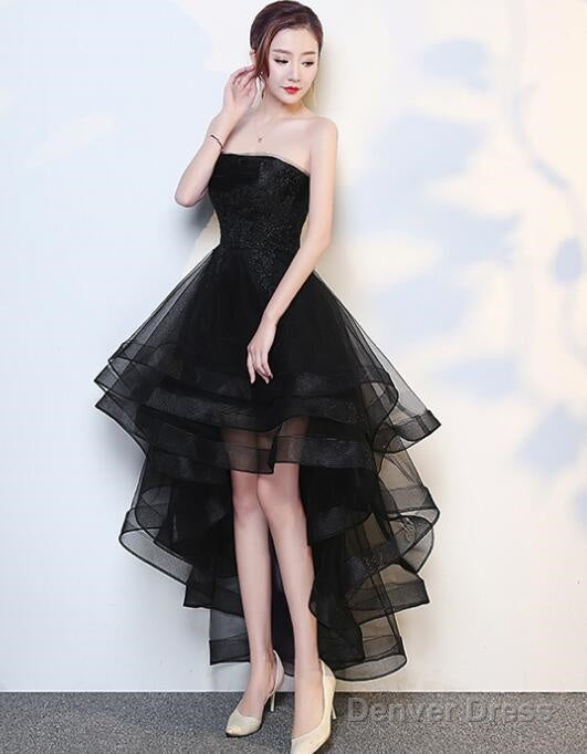 Black High Low Tulle And Applique Fashion Homecoming Dress, Black Prom Dress, Tulle Prom Dresses Secondary image