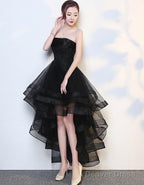 Black High Low Tulle And Applique Fashion Homecoming Dress, Black Prom Dress, Tulle Prom Dresses