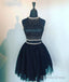 Black High Neck Two Pieces Short Prom Dress