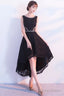 Black Lace High Low Beaded Short Party Dress, Black Homecoming Dress