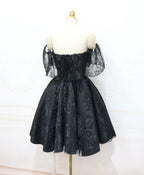 Black Lace Off Shoulder Homecoming Dress, Black Short Prom Dresses