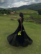 Black Lace Sexy A Line Long Sleeve Prom Dress Prom Gowns