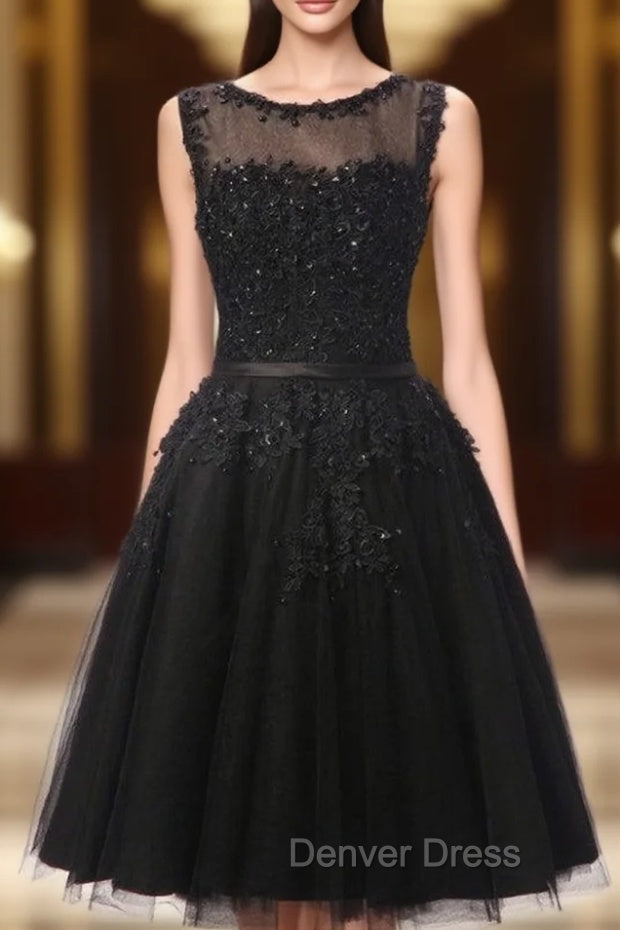 Black Lace Short Beaded Homecoming Dresses Main image