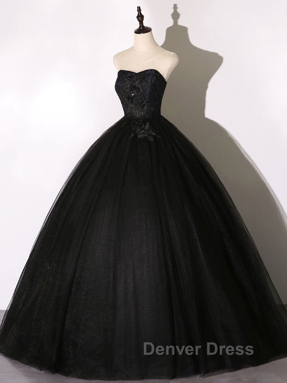 Black Long Prom Dress, Black Lace Prom Dresses Secondary image