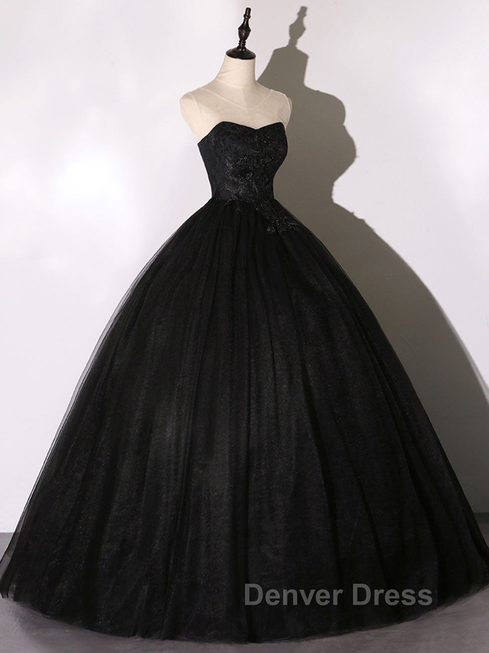 Black Long Prom Dress, Black Lace Prom Dresses