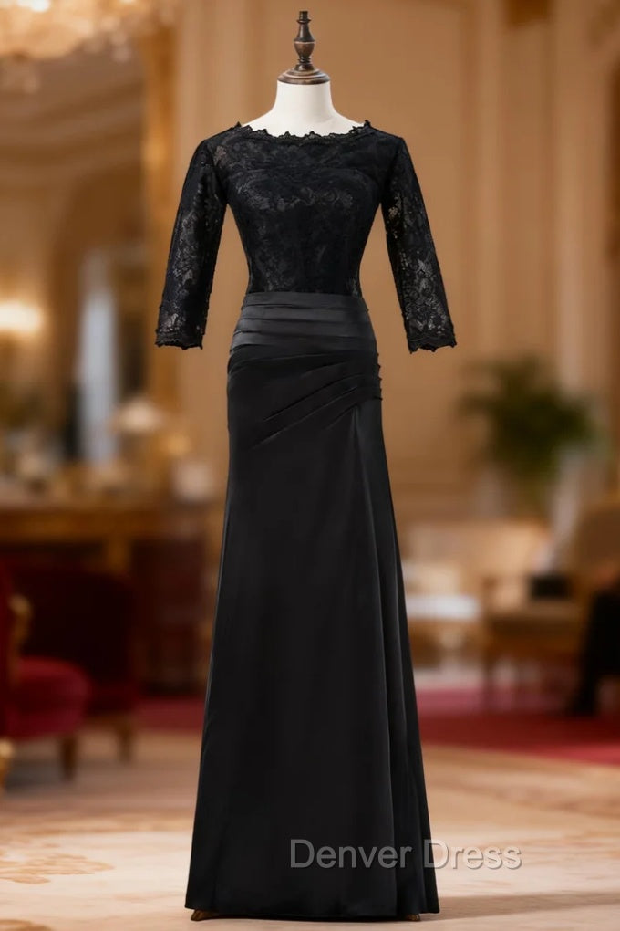 Black Mermaid 3/4 Sleeves Satin Mother Of The Bride Dresses Main image