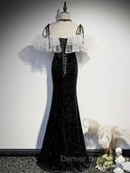 Black Mermaid Long Prom Dress Prom Dress, Off Shoulder Black Prom Dresses