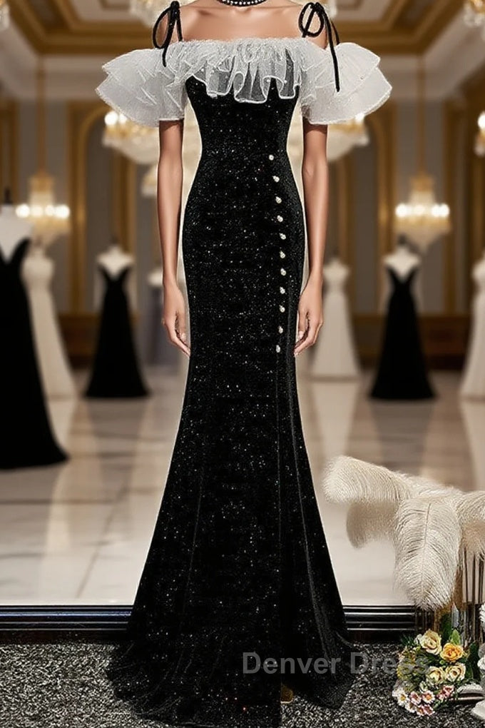 Black mermaid long prom Dress, black Prom Dresses