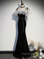 Black mermaid long prom Dress, black Prom Dresses