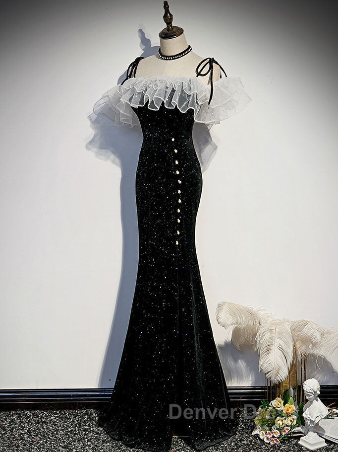 Black mermaid long prom Dress, black Prom Dresses