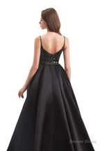 Mermaid Sequins Spaghetti Straps Prom Dresses With Detachable Train