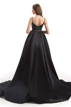 Mermaid Sequins Spaghetti Straps Prom Dresses With Detachable Train