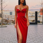 Black Mermaid Spaghetti Straps Cheap Long Prom Dresses