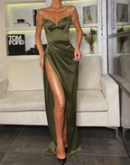 Black Mermaid Spaghetti Straps Cheap Long Prom Dresses