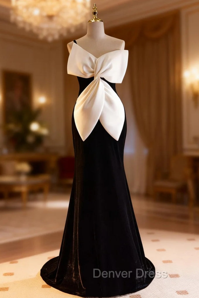 Black Mermaid Velvet One Straps Prom Dresses Main image