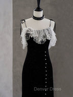 Black Mermaid Velvet Short Prom Dress, Black Short Prom Dresses