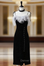 Black Mermaid Velvet Short Prom Dress, Black Short Prom Dresses