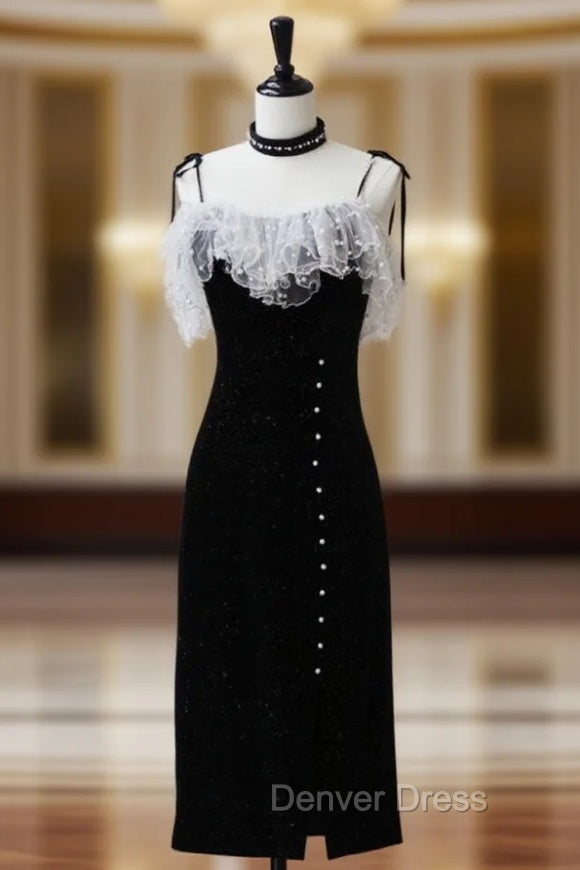 Black Mermaid Velvet Short Prom Dress, Black Short Prom Dresses