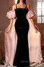 Black Mermaid Velvet Straps Prom Dresses