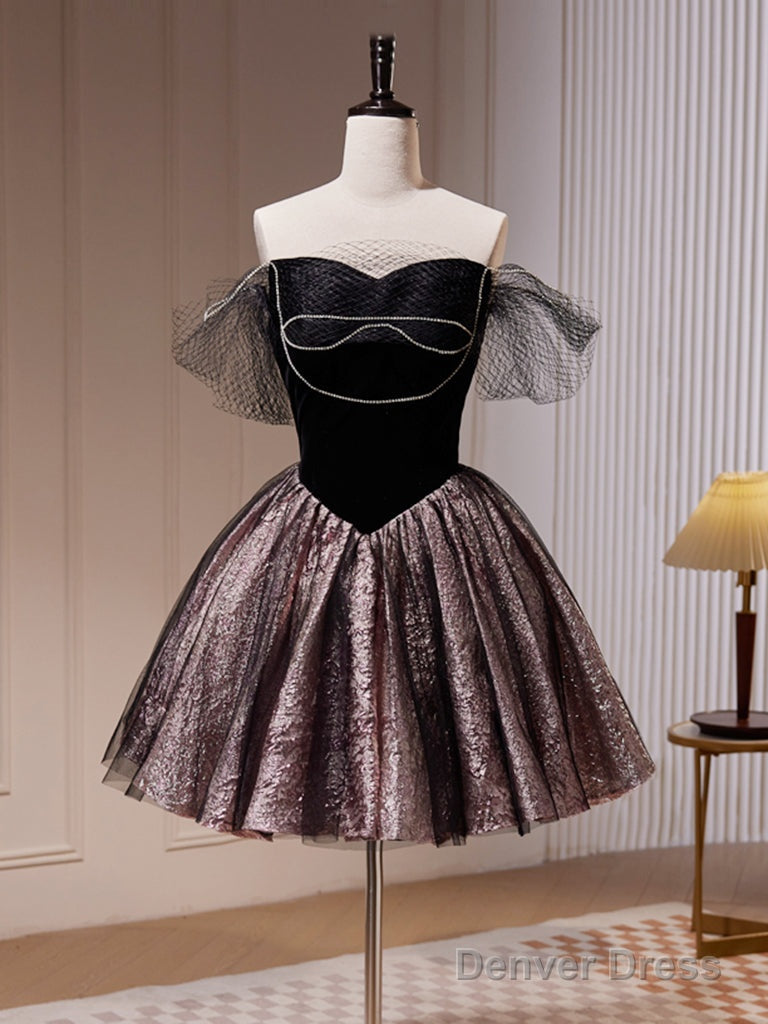Black Mini Short Prom Dress, Sweetheart Neck Black Cute Homecoming Dresses Main image