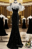 Black Off Shoulder Mermaid Long Formal Dresses, Black Wedding Party Dresses