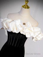 Black Off Shoulder Mermaid Long Prom Dress, Black Long Formal Dress