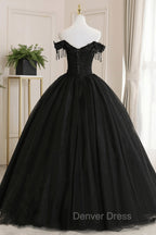 Black Off Shoulder Sweet 16 Prom Dress with Lace Black Prom Dress shops