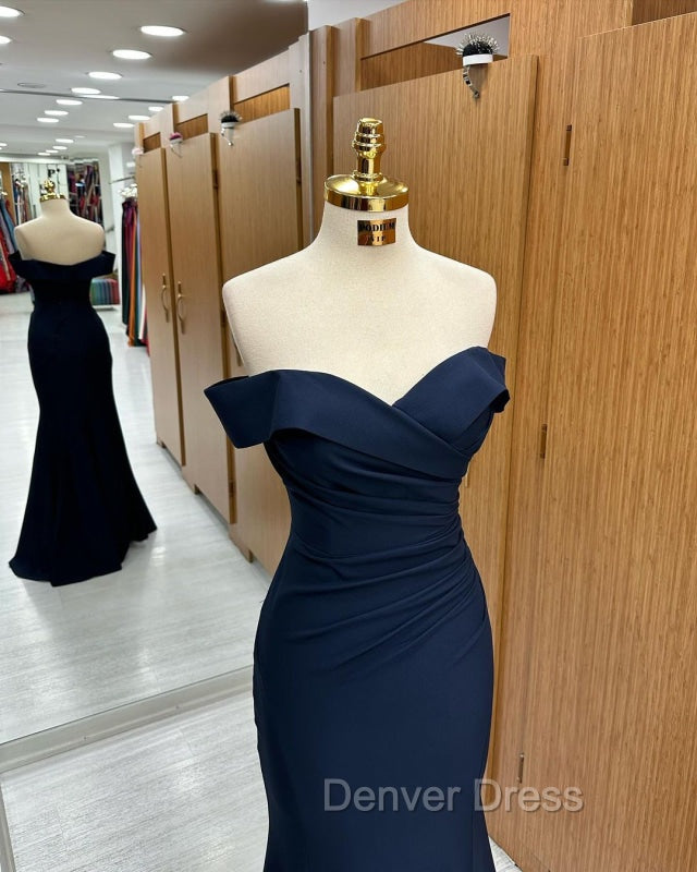 Black Off The Shoulder Sweetheart Sleeveless Long Mermaid Prom Dresses