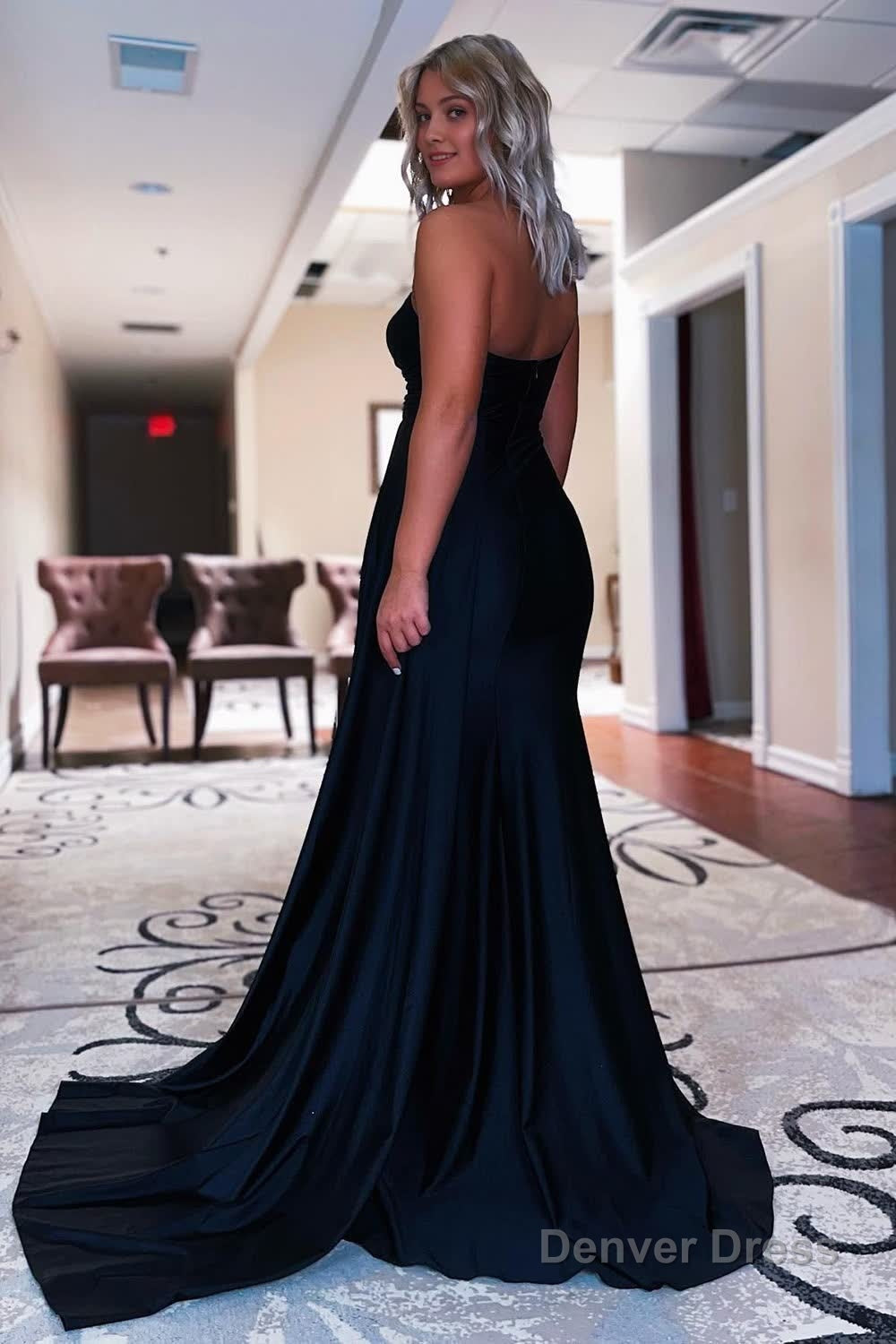 Black One Shoulder Mermaid Prom Dresses