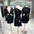 Black One Shoulder Sequin Star Above Keen Homecoming Dresses