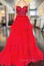 Black Red Purple Lace Prom Dresses, Black Red Purple Lace Formal Evening Dresses