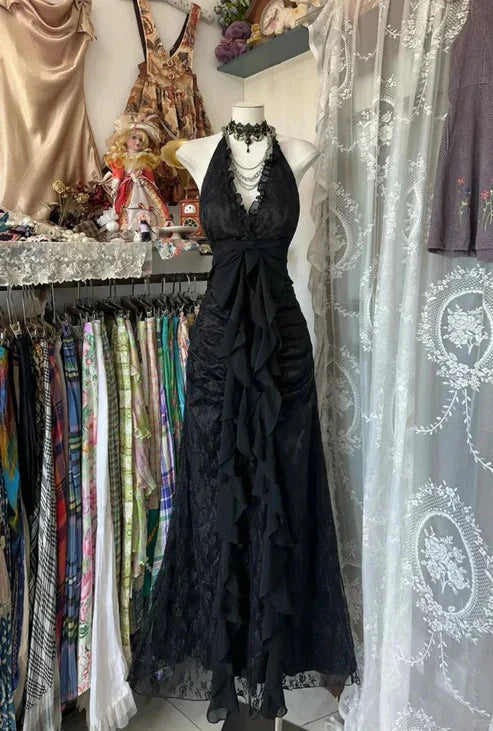 Black/Red Sweet Vintage Fashion Backless Long A-Line Chiffon Tulle Ball Gowns Prom Dress Birthday Dresses