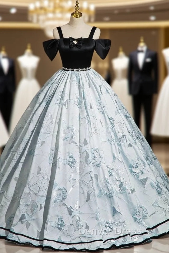 Black Satin Bow Straps Quinceanera Dresses Main image
