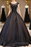 Black Satin Long Party Dresses Evening Gown A Line Floor Length Prom Dresses Elegant