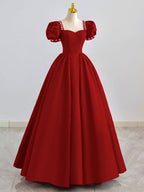 Black Satin Long Prom Dresses, Black Evening Dresses