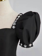 Black Satin Long Prom Dresses, Black Evening Dresses