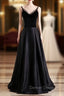 Black Satin Spaghetti Straps Prom Dresses